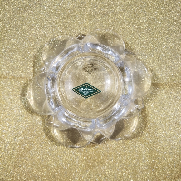 Shannon Crystal Candle Holders Glass Flower Shaped Hand Crafted Crystal - Picture 2 of 3